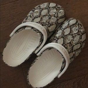 Snake skin crocs